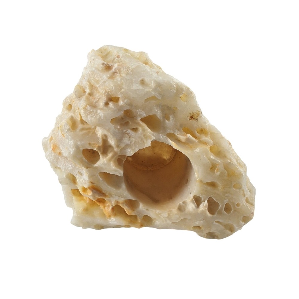Natural Stone Candle‎ Holder Organic Porous White Mineral Specimen